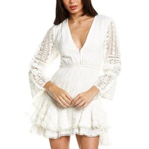 Hemant & Nandita White Lace Cotton Mini Dress New Medium